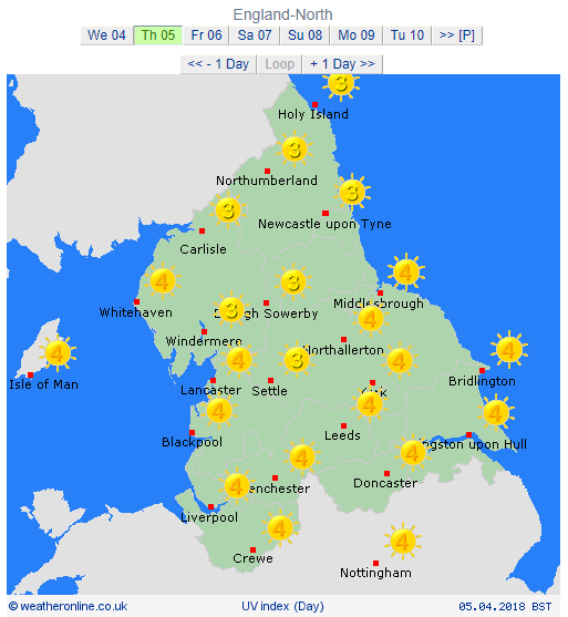 UV Levels 04-04-2018