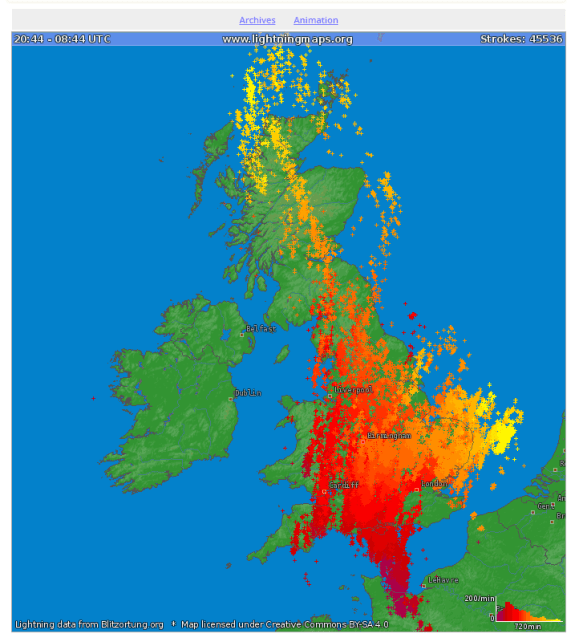 45000 lightning strikes