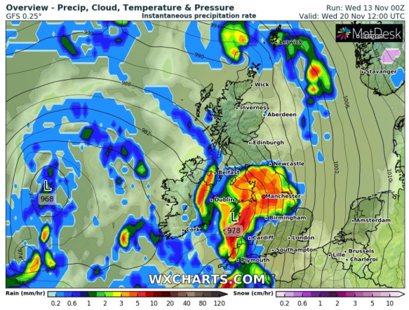 low pressure from the SW